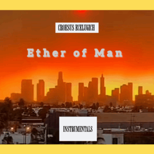 City skyline at sunset with 'Ether of Man' text overlay.